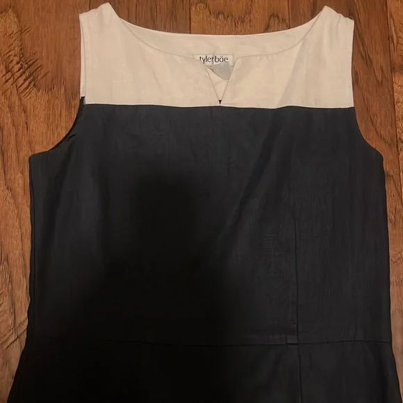 Tyler boe size 6 navy and white linen dress - Picture 2 of 4
